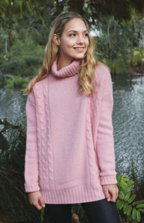 Pure Alpaca Cable Turtle Neck Jumper