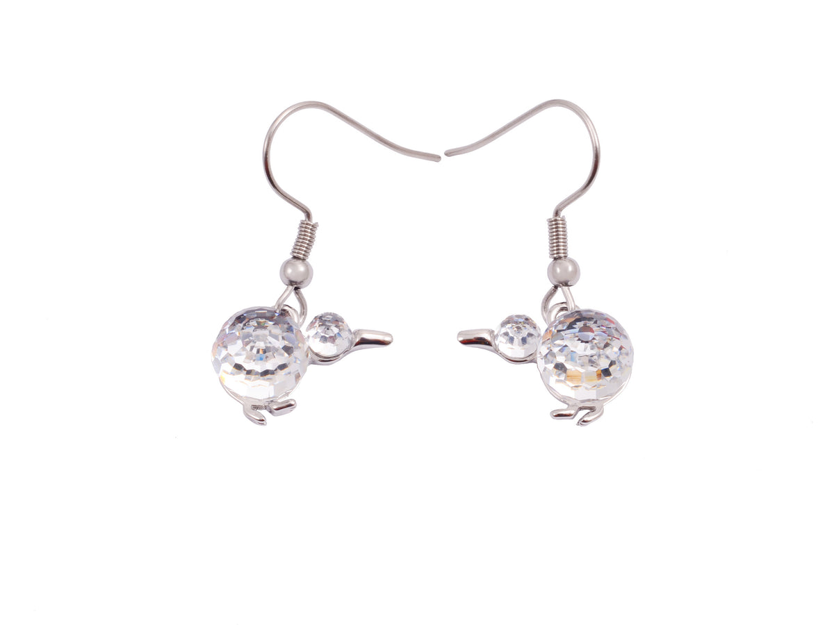 Boxed kiwi rhodium earrings with Crystal from Swarovski