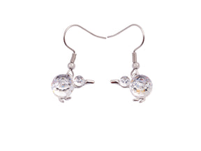 Boxed kiwi rhodium earrings with Crystal from Swarovski