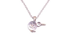 Boxed kiwi  rhodium pendant with Crystal from Swarovski