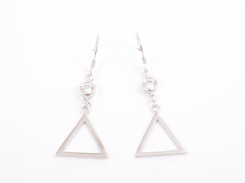 Boxed fashion 925 sterling silver triangle earrings