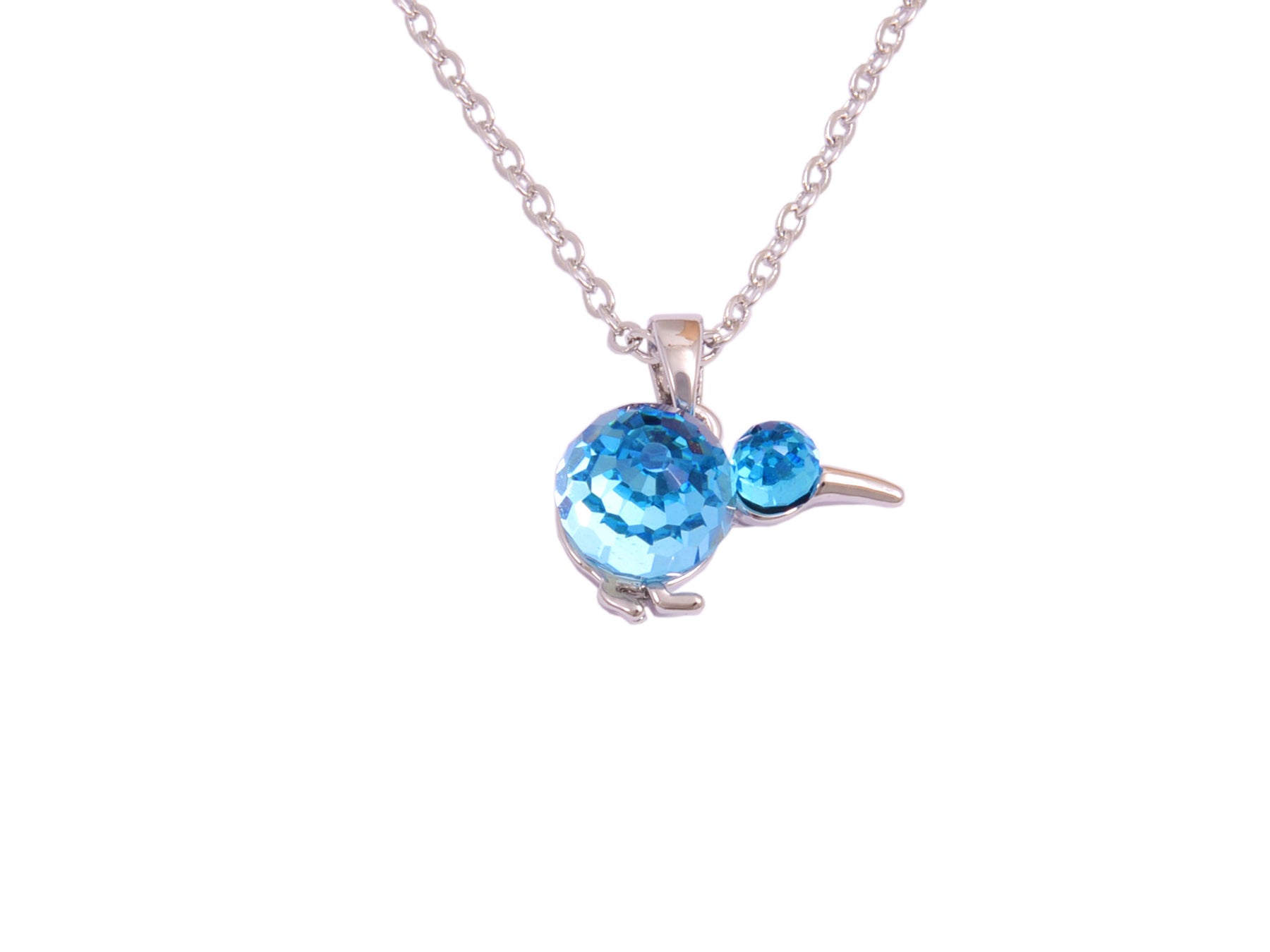Boxed kiwi  rhodium pendant with Crystal from Swarovski