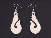 Boxed fish-hook bone carving earrings