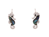 Boxed paua sea-horse rhodium studs