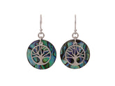 Boxed tree of life&paua rhodium earrings