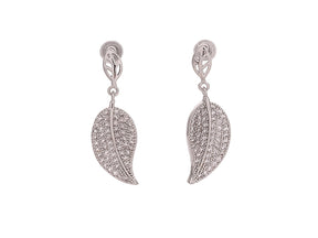 Boxed zircon leaf earrings