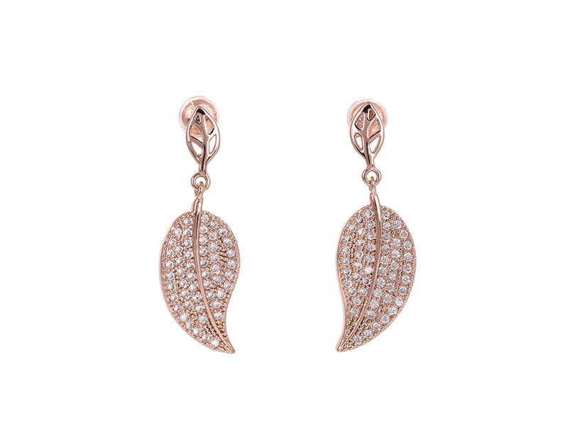 Boxed zircon leaf earrings