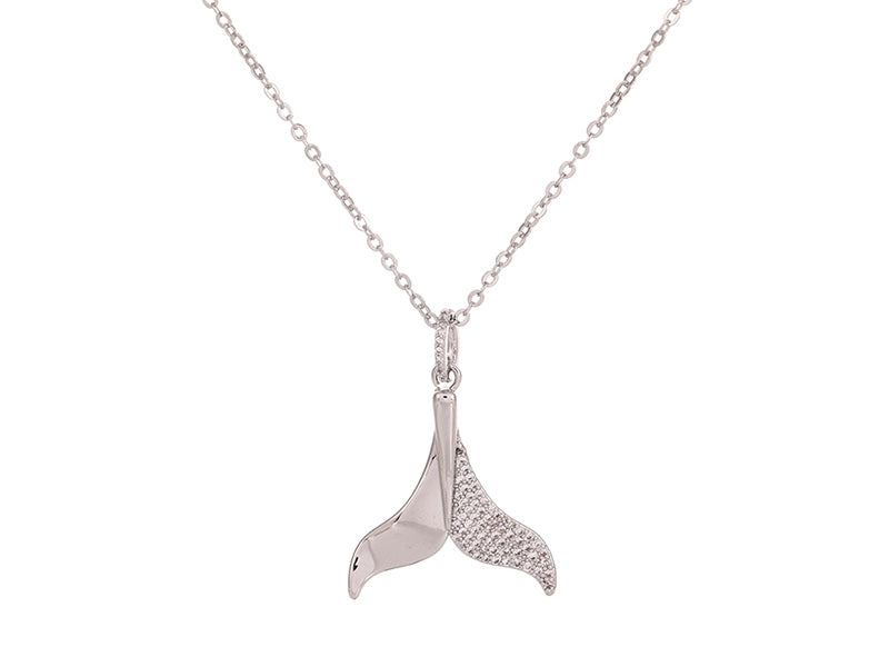 Boxed zircon whale-tail pendant