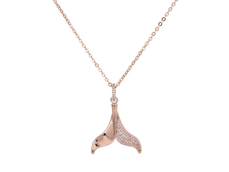 Boxed zircon whale-tail pendant
