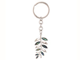 Paua shell fern stainless steel keyring
