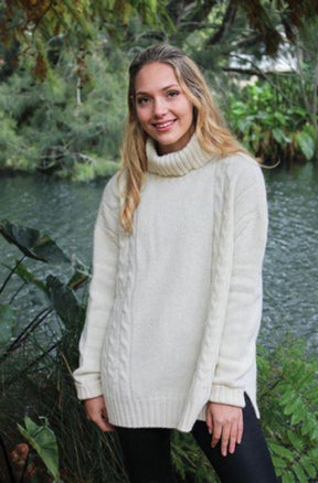 Pure Alpaca Cable Turtle Neck Jumper